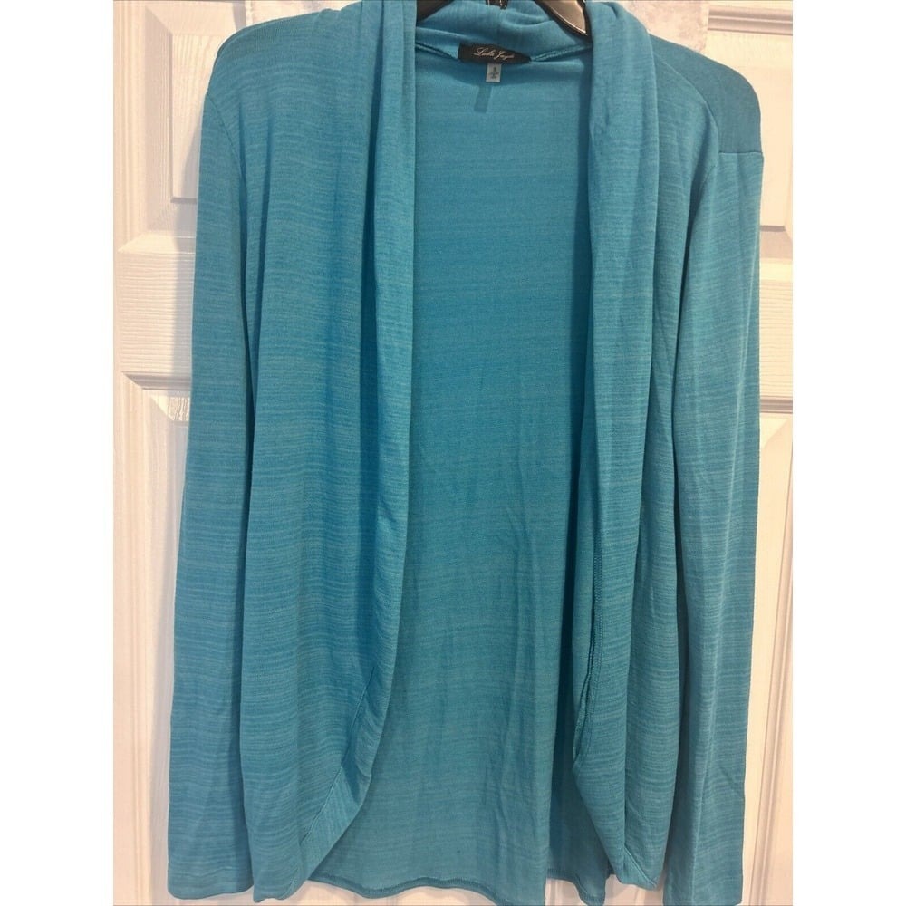 Laila Jayde Womens Cardigan/Sweater Size Small Teal Open Front Lightweight